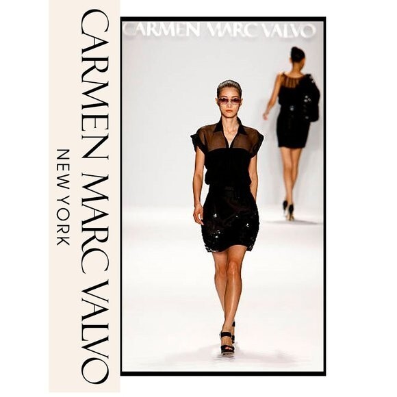 Carmen Marc Valvo NEW GISELLE NIGHT Roses Low Back Pencil Dress S - Picture 6 of 11